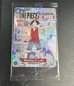 One Piece Monkey D. Luffy US Voyage College Basketball Card 1/23 Sealed - Image 2