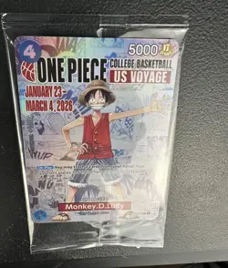One Piece Monkey D. Luffy US Voyage College Basketball Card 1/23 Sealed - Image 3
