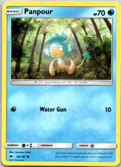 Panpour #36/147 Pokemon SM - Burning Shadows Lightly played - Image 1