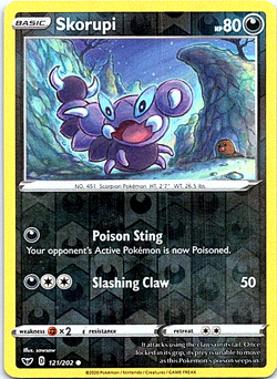 Skorupi 121/202 Reverse Holo Pokemon Sword & Shield Light Play - Image 1