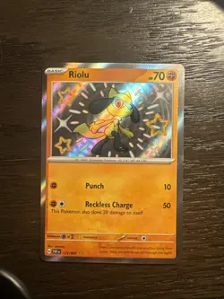 Pokemon TCG Riolu 173/091 Paldean Fates Shiny Holo Rare S&V 173/091 - Image 3
