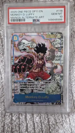 PSA 10 Monkey D. Luffy Snake Man OP11-118 Manga Alt Art Secret Rare One Piece - Image 1