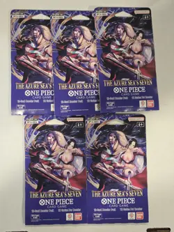 (5) One Piece OP-14 The Azure Sea's Seven Sleeved Booster Pack Lot - Image 1