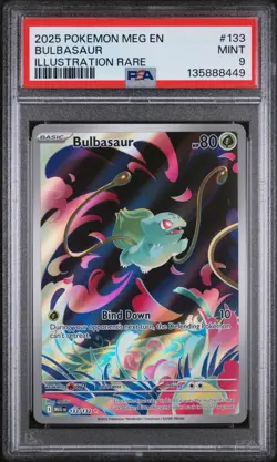 Pokemon TCG Bulbasaur Mega Evolutions 133/132 Illustration Card PSA 9 - Image 1