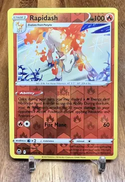 Rapidash 022/195 Reverse Holo Rare Silver Tempest Pokemon Card NM - Image 1