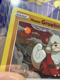 Hisuian Growlithe 070/189 Cosmos Holo Pokemon Card *HALO DOUBLE SWIRL* - Image 3