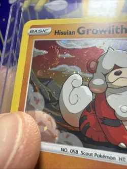 Hisuian Growlithe 070/189 Cosmos Holo Pokemon Card *HALO DOUBLE SWIRL* - Image 4