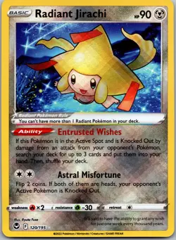 Radiant Jirachi 120/195 - SWSH12: Silver Tempest Radiant Rare Pokemon TCG NM - Image 1