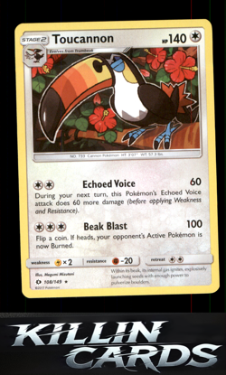 Toucannon 108/149 Pokemon Rare SM Base Set Card NM - Image 1
