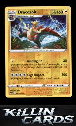 Reverse Holofoil Dracozolt 065/189 Pokemon Rare SWSH03: Darkness Ablaze Card NM - Image 1