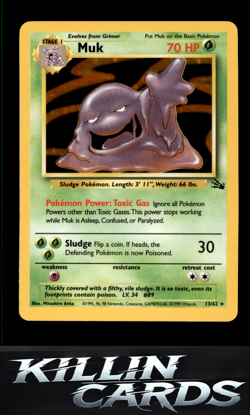 Muk (13) 13/62 Pokemon Holo Rare Fossil Card LP - Image 1