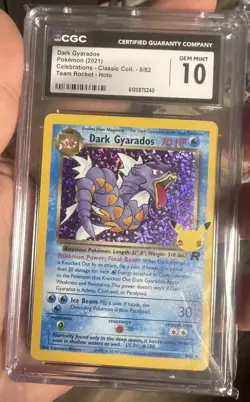 CGC 10 Dark Gyarados 8/82 Pokemon Celebrations Classic 2021 English - Image 1