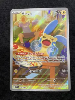 Minun 194/182 Pokemon SV04: Paradox Rift Illustration Rare - Image 1