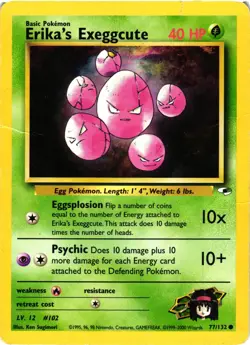 Pokemon TCG Erika's Exeggcute 77/132 Common Unlimited Gym Heroes HEAVY DMG - Image 1