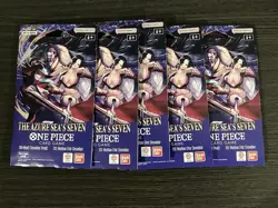 ONE PIECE AZURE SEA'S SEVEN LOT OF 5 SLEEVED BOOSTER PACKS ENGLISH NEW IN HAND - Image 1