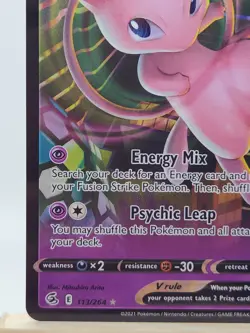 Pokemon Mew V 113/264 Ultra Rare Holo Fusion Strike Basic Psychic TCG Card 2021 - Image 2
