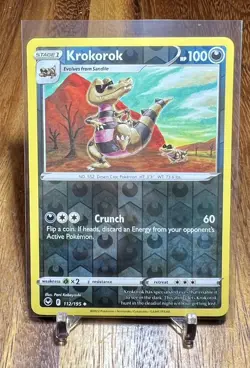 Krokorok 112/195 Reverse Holo Silver Tempest Pokemon Card NM - Image 1