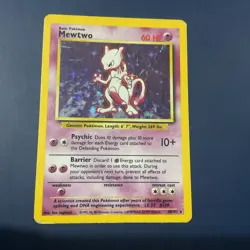 Pokemon Mewtwo TCG Holo Rare Card Base Set 10/102, WOTC 1999 - Image 1
