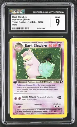 CGC 9 MINT Dark Slowbro Team Rocket 1st Edition 12/82 Holo Pokemon Card - Image 1