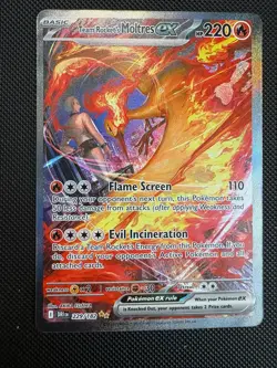 Team Rocket’s Moltres ex 229/182 Illustration Rare DRI Pokemon Card NM - Image 1