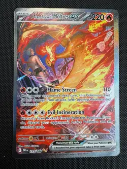 Team Rocket’s Moltres ex 229/182 Illustration Rare DRI Pokemon Card NM - Image 3