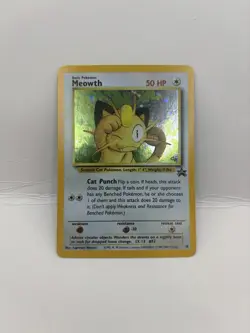 Pokemon TCG Meowth Black Star Promos Holo Card 10 Vintage WOTC - Image 1