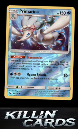 Reverse Holofoil Primarina 67/214 Pokemon Rare SM - Lost Thunder Card NM - Image 1