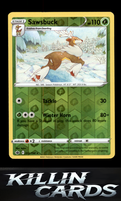 Reverse Holofoil Sawsbuck 012/198 Pokemon Rare SWSH06: Chilling Reign Card NM - Image 1