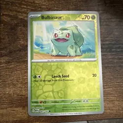 Pokemon TCG Bulbasaur Reverse Holo Rare Card 001/165 Scarlet & Violet 151 - Image 1