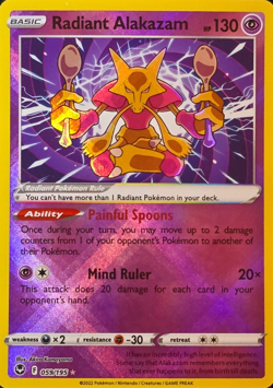Radiant Alakazam 059/195 HOLO RARE SWSH Silver Tempest 2022 NM Pokemon TCG - Image 1