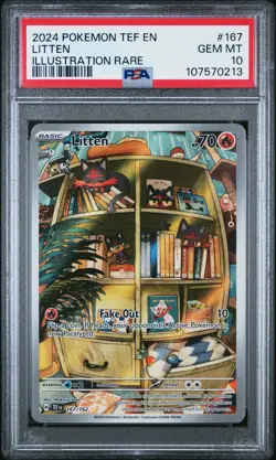 2024 POKEMON TEF EN-TEMPORAL FORCES ILLUSTRATION RARE #167 LITTEN PSA 10 - Image 1