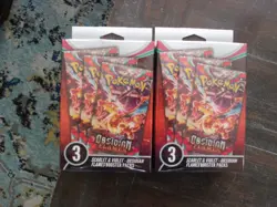 2x Pokemon Scarlet & Violet Obsidian Flames 3 Pack Hanger Box New Sealed 6 packs - Image 1