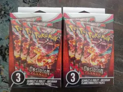 2x Pokemon Scarlet & Violet Obsidian Flames 3 Pack Hanger Box New Sealed 6 packs - Image 2