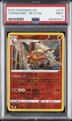 2022 POKEMON GO #010 CHARIZARD-REVERSE FOIL PSA 9 - Image 1