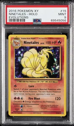 2016 POKEMON XY EVOLUTIONS #15 NINETALES-HOLO PSA 9 - Image 1