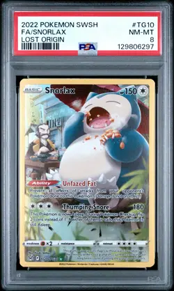 2022 POKEMON SWORD & SHIELD LOST ORIGIN #TG10 FULL ART/SNORLAX PSA 8 - Image 1