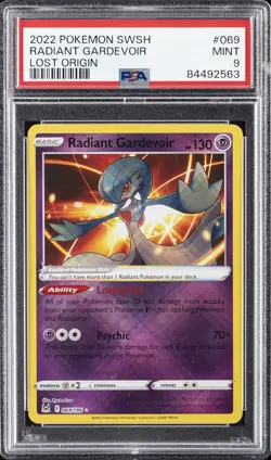 2022 POKEMON SWORD & SHIELD LOST ORIGIN #069 RADIANT GARDEVOIR PSA 9 - Image 1