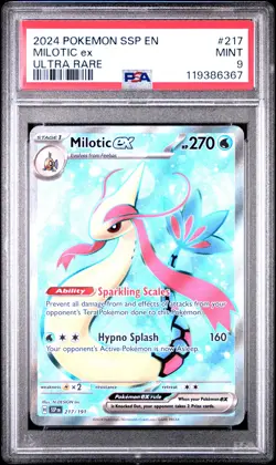2024 POKEMON SSP EN-SURGING SPARKS ULTRA RARE #217 MILOTIC EX PSA 9 - Image 1
