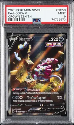2023 POKEMON SWORD & SHIELD CROWN ZENITH #GG53 FULL ART/HOOPA V PSA 9 - Image 1