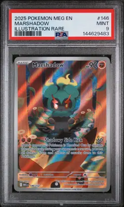2025 POKEMON MEG EN-MEGA EVOLUTION ILLUSTRATION RARE #146 MARSHADOW PSA 9 - Image 1