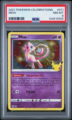 2021 POKEMON CELEBRATIONS #011 MEW PSA 8 - Image 1