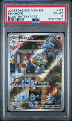 2023 POKEMON MEW EN-151 ILLUSTRATION RARE #177 MACHOKE PSA 8 - Image 1