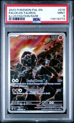 2023 POKEMON PAL EN-PALDEA EVOLVED ILLUSTRATION RARE #218 PALDEAN TAUROS PSA 9 - Image 1