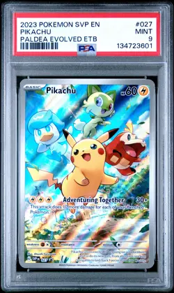 2023 POKEMON SVP EN-SV BLACK STAR PROMO #027 PIKACHU PSA 9 - Image 1