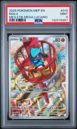 2025 POKEMON MEP EN-ME BLACK STAR PROMO #010 RIOLU PSA 9 - Image 1