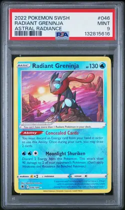 2022 POKEMON SWORD & SHIELD ASTRAL RADIANCE #046 RADIANT GRENINJA PSA 9 - Image 1