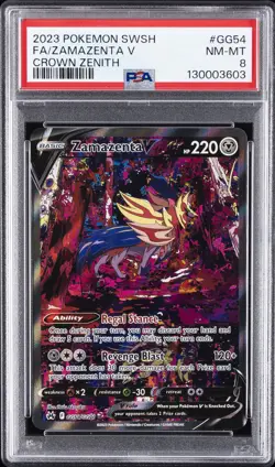 2023 POKEMON SWORD & SHIELD CROWN ZENITH #GG54 FULL ART/ZAMAZENTA V PSA 8 - Image 1