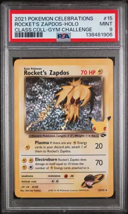 2021 POKEMON CELEBRATIONS CLASSIC COLL #15 ROCKET'S ZAPDOS-HOLO PSA 9 - Image 1