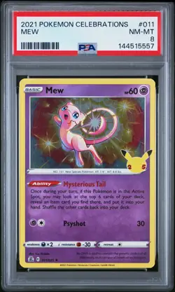 2021 POKEMON CELEBRATIONS #011 MEW PSA 8 - Image 1