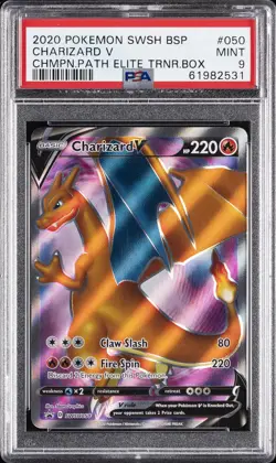 2020 POKEMON SWSH BLACK STAR PROMO #050 CHARIZARD V PSA 9 - Image 1